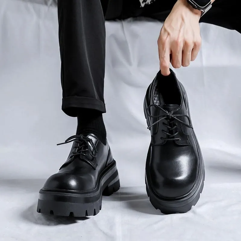 Men's Lace Up Oxford Dress Shoes with Lug Sole Retro Comfortable Non-Slip Business Formal Shoes