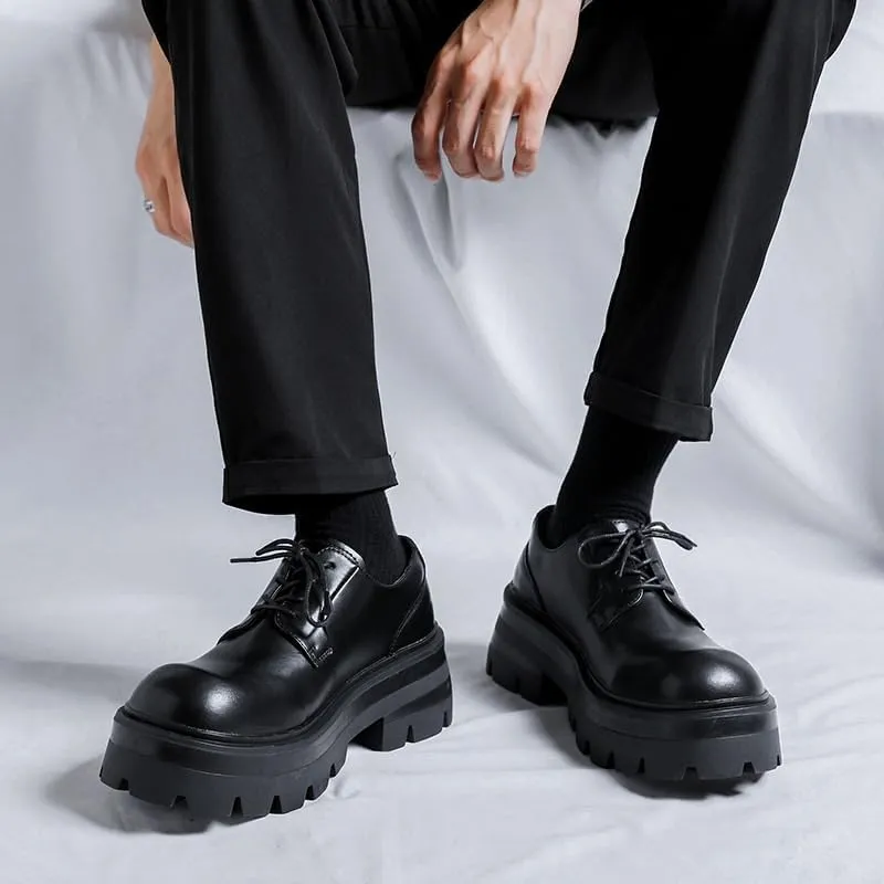 Men's Lace Up Oxford Dress Shoes with Lug Sole Retro Comfortable Non-Slip Business Formal Shoes