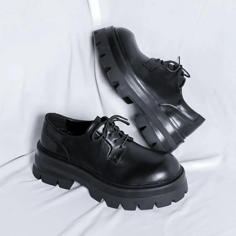 Men's Lace Up Oxford Dress Shoes with Lug Sole Retro Comfortable Non-Slip Business Formal Shoes