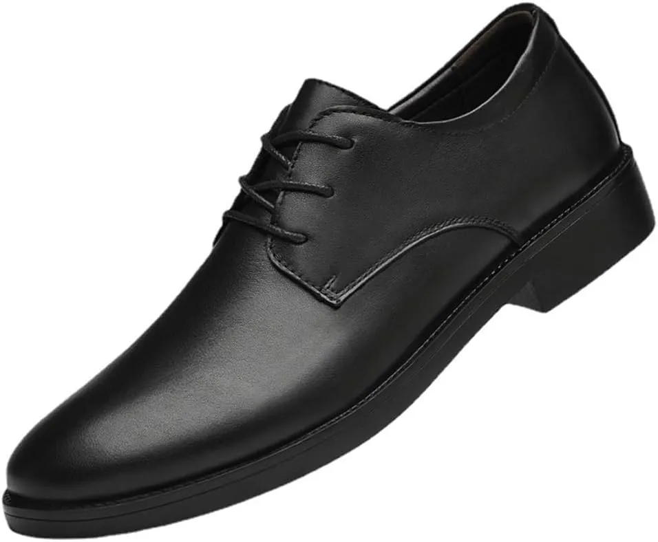Mens Lace-Up Pointed Toe Classic Formal Shoes Wingtip Business Oxford Shoes Non Slip Derby Shoes Casual Low Heel Business Formal Shoes