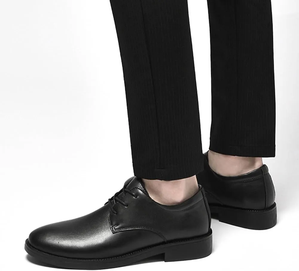 Mens Lace-Up Pointed Toe Classic Formal Shoes Wingtip Business Oxford Shoes Non Slip Derby Shoes Casual Low Heel Business Formal Shoes