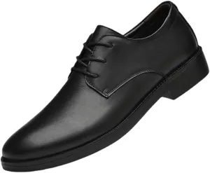 Mens Lace-Up Pointed Toe Classic Formal Shoes Wingtip Business Oxford Shoes Non Slip Derby Shoes Casual Low Heel Business Formal Shoes