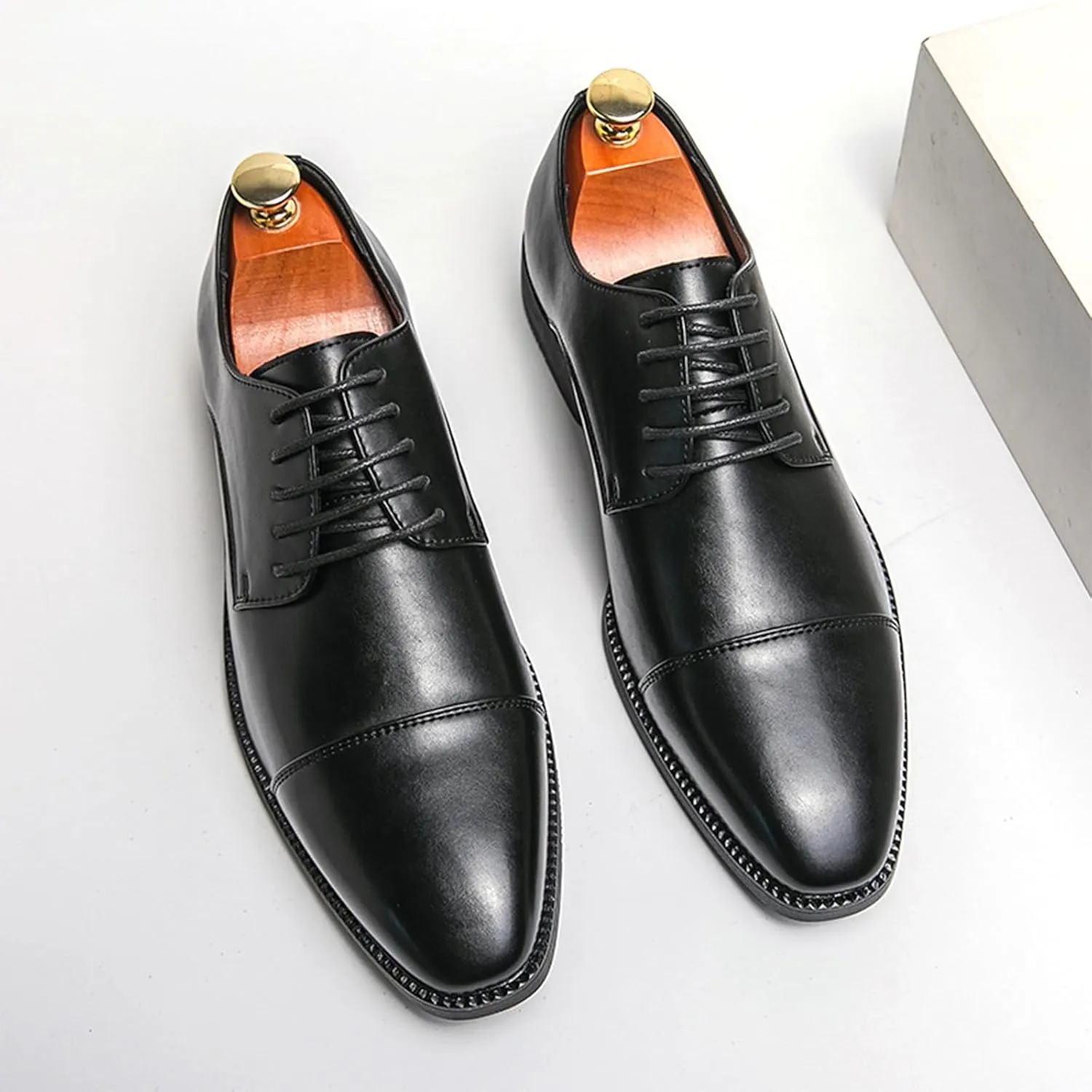Men's Leather Dress Oxfords Classic Modern Derby Shoes Comfortable Business Formal Shoes