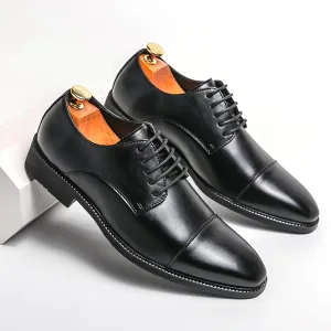 Men's Leather Dress Oxfords Classic Modern Derby Shoes Comfortable Business Formal Shoes