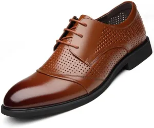 Men's Leather Oxfords Block High Heel Fashion Breathable Prom Business Wedding Dress Shoes for Men
