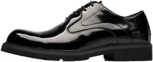 Men's Leather Platform Oxford Shoes with Lug Sole Retro Comfortable Non-Slip Business Formal Shoes
