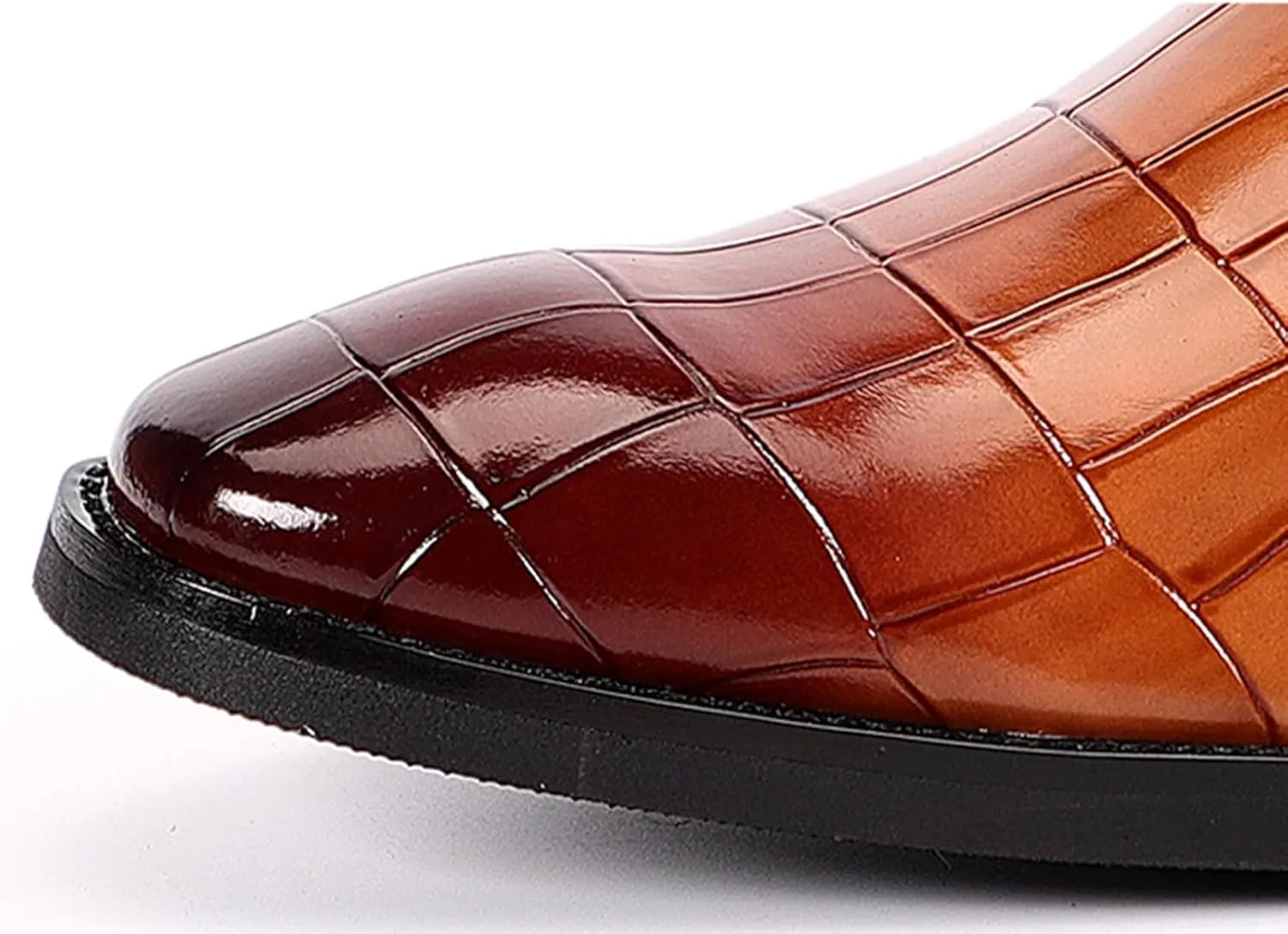 Men's Leather Pointed Buckle Oxford Shoes Fashion Print Loafers Comfortable Non-Slip Slip-On Casual Business Formal Shoes
