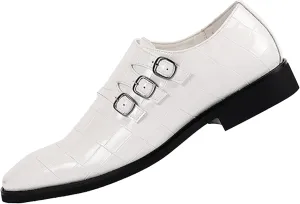 Men's Leather Pointed Buckle Oxford Shoes Fashion Print Loafers Comfortable Non-Slip Slip-On Casual Business Formal Shoes