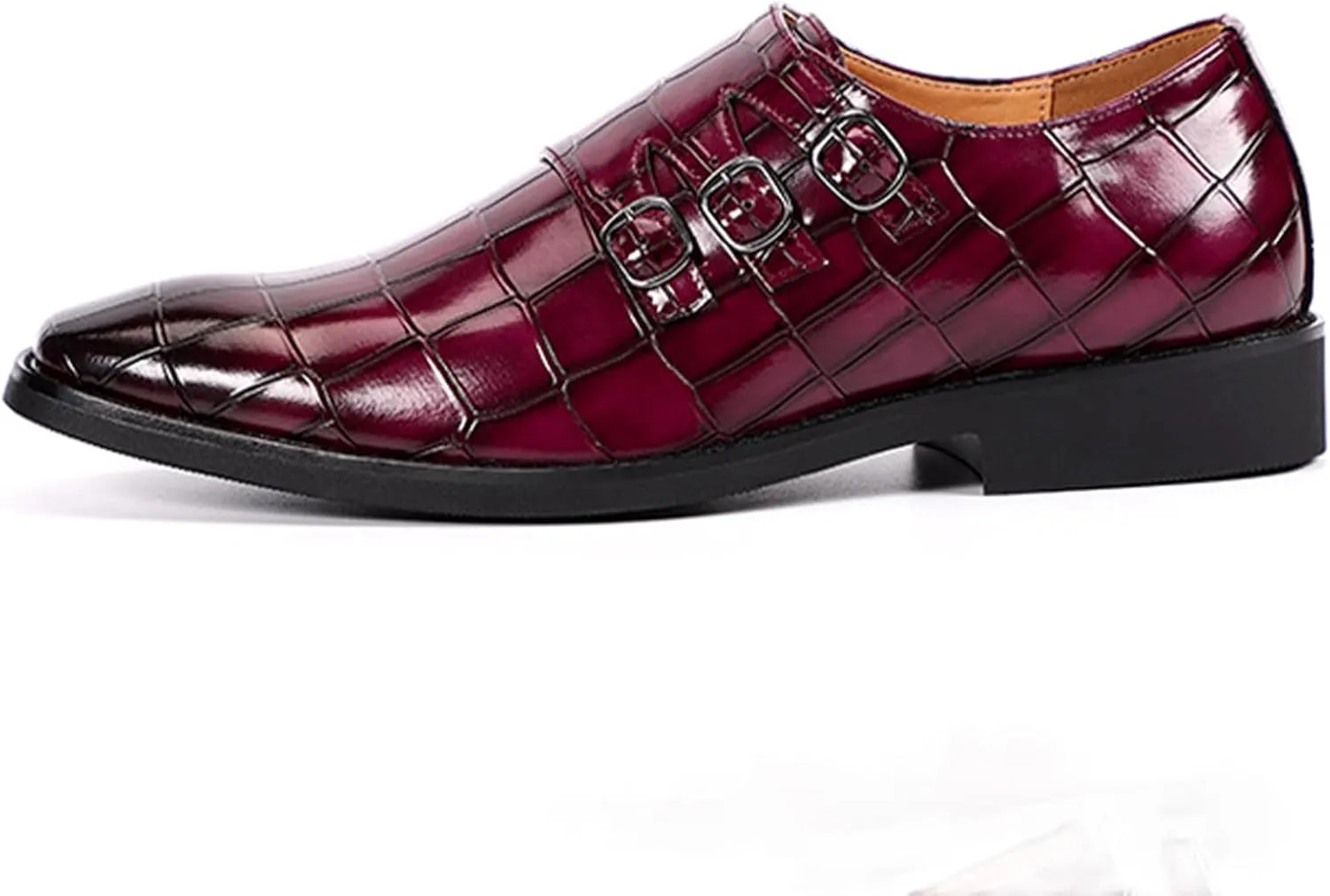Men's Leather Pointed Buckle Oxford Shoes Fashion Print Loafers Comfortable Non-Slip Slip-On Casual Business Formal Shoes