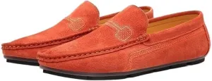 Mens Moccasins Shoe Suede Vamp Tuxedo Solid Color Round Toe Slip Resistant Block Heel Anti-Slip Rubber Sole Office Slip-on