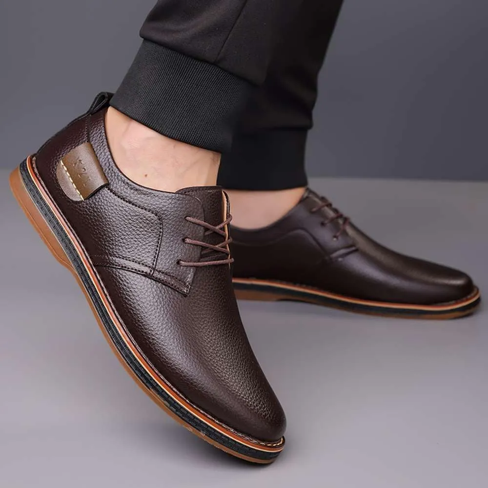 Men's Oxford Shoes Casual Leather Dress Shoes Breathable Lace Up Shoes for Business Office Wear