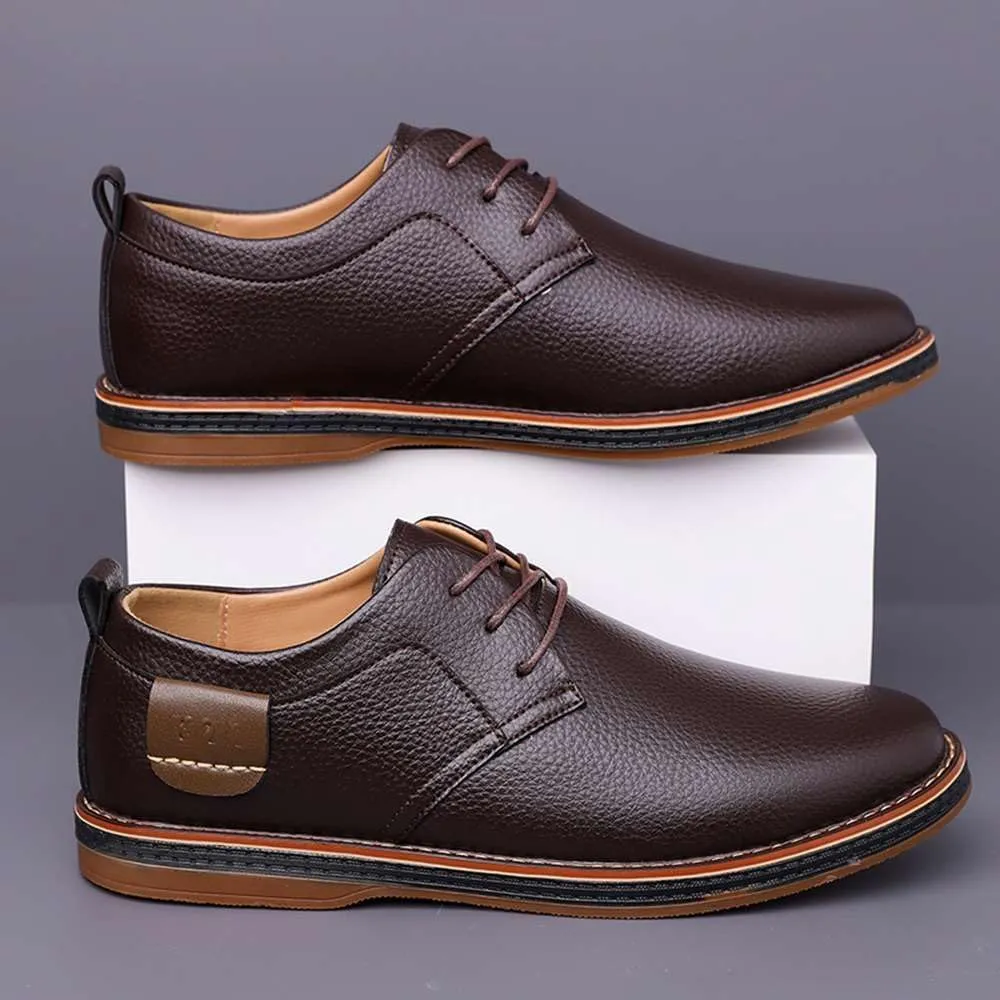 Men's Oxford Shoes Casual Leather Dress Shoes Breathable Lace Up Shoes for Business Office Wear