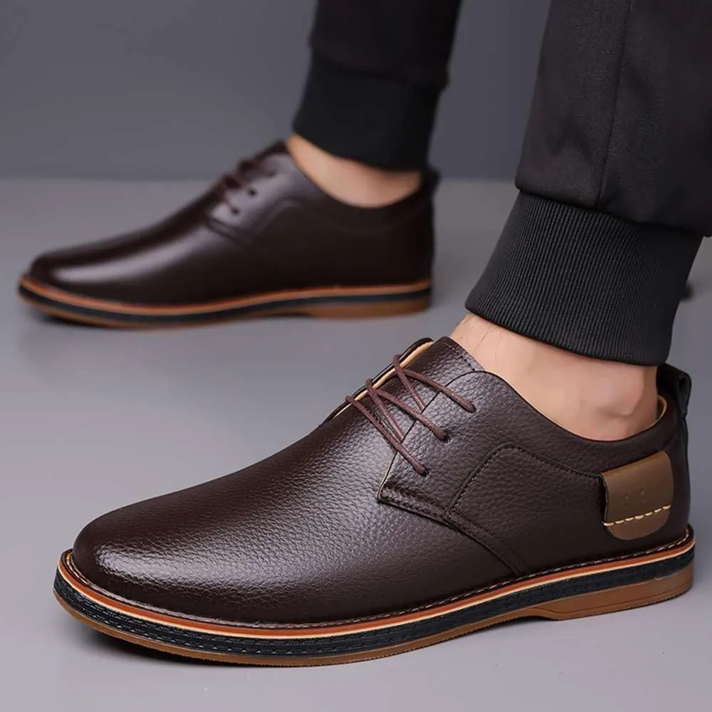 Men's Oxford Shoes Casual Leather Dress Shoes Breathable Lace Up Shoes for Business Office Wear
