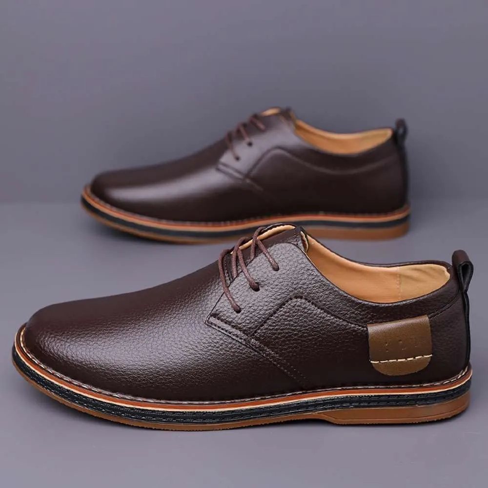 Men's Oxford Shoes Casual Leather Dress Shoes Breathable Lace Up Shoes for Business Office Wear