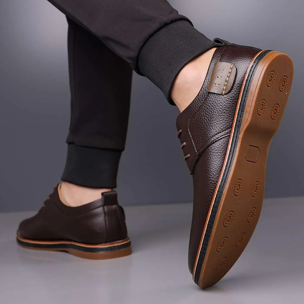 Men's Oxford Shoes Casual Leather Dress Shoes Breathable Lace Up Shoes for Business Office Wear