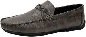 Men's Party Loafers Vegan Leather Business Solid Color Round Toe Heel Non Slip Anti-Slip Low Top Rubber Sole Uniform Slip-on