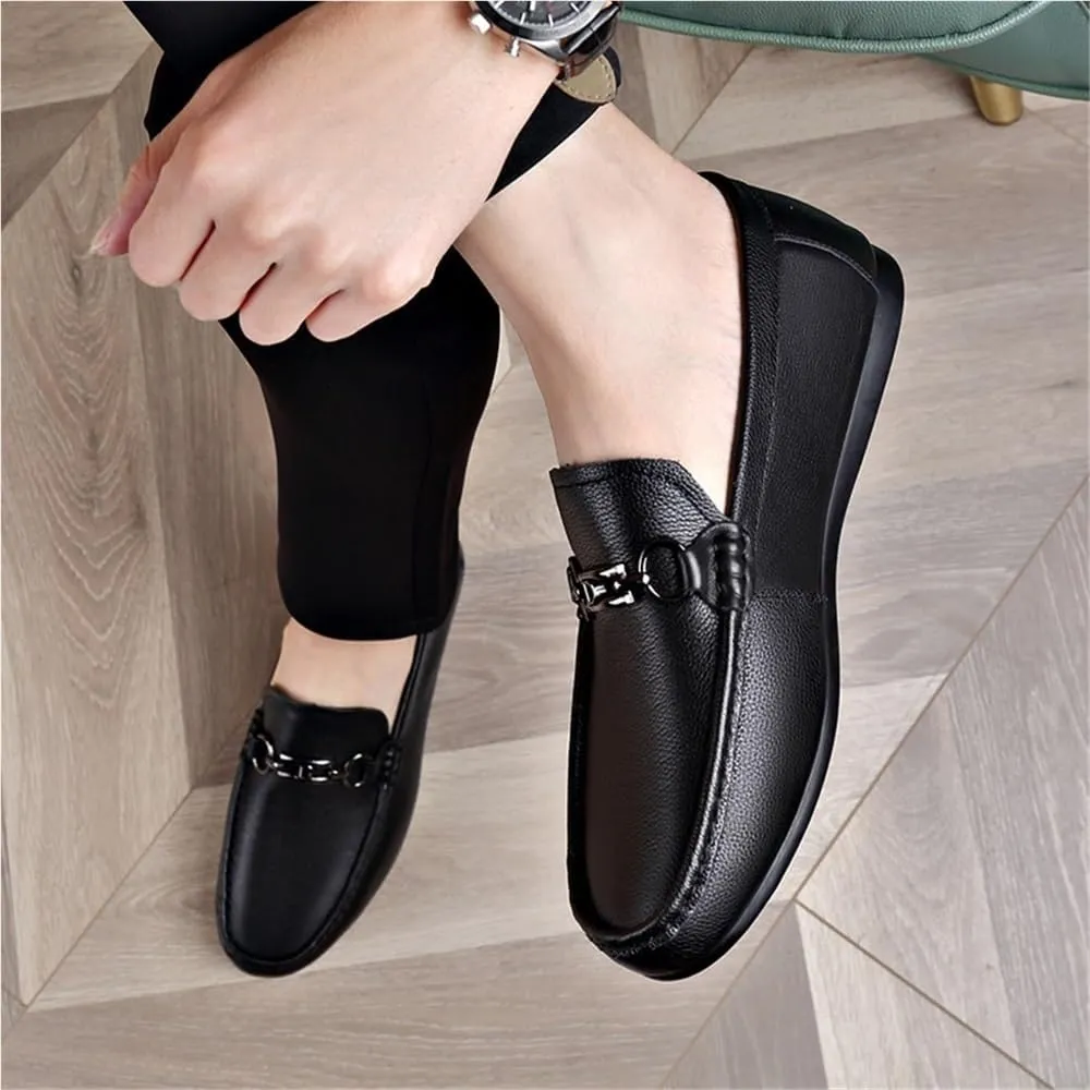 Men's Party Shoes Faux Leather Business Tuxedo Round Toe Casual Non Slip Low Top Block Heel Anti-Slip Dress Slip On