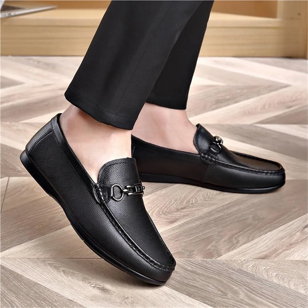 Men's Party Shoes Faux Leather Business Tuxedo Round Toe Casual Non Slip Low Top Block Heel Anti-Slip Dress Slip On
