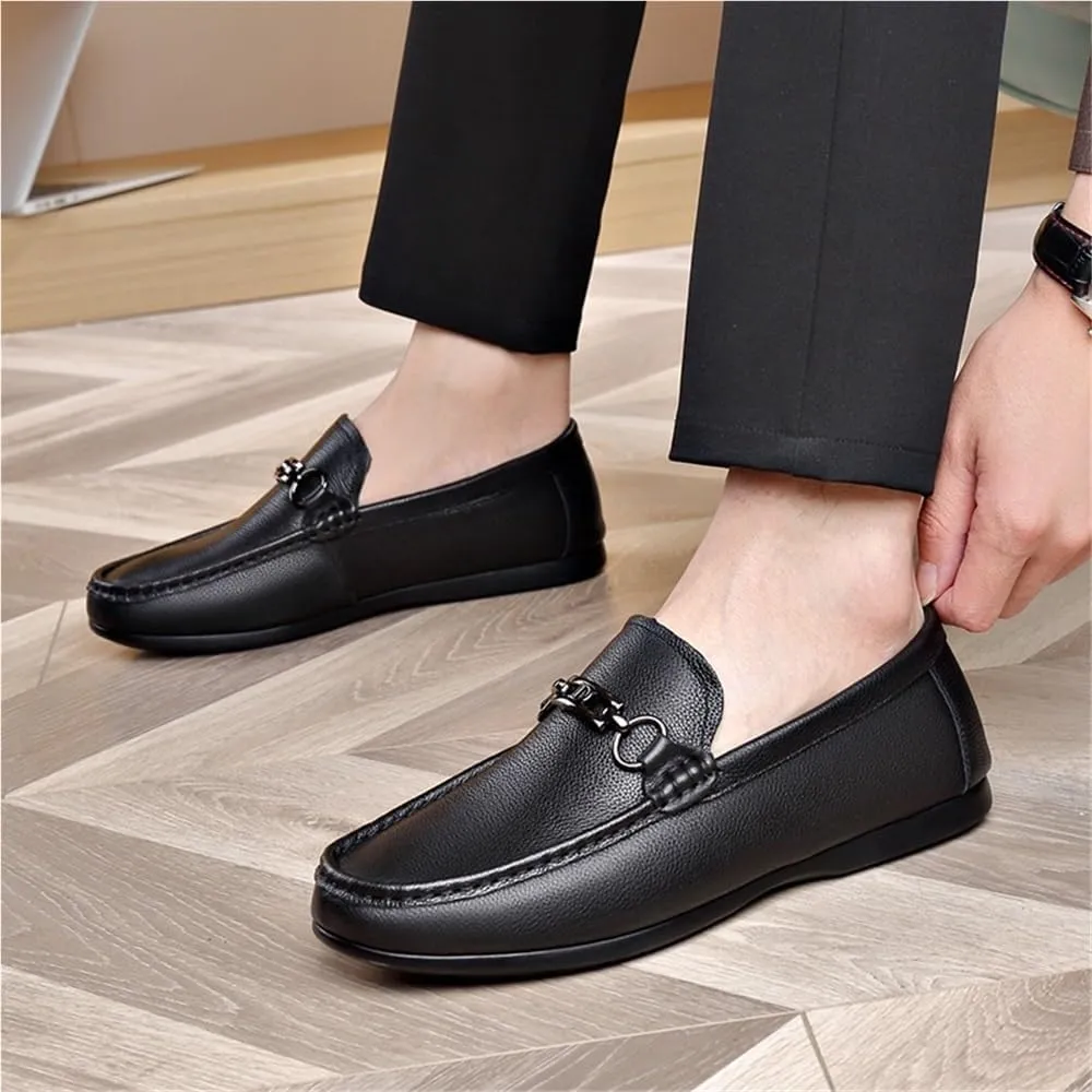 Men's Party Shoes Faux Leather Business Tuxedo Round Toe Casual Non Slip Low Top Block Heel Anti-Slip Dress Slip On