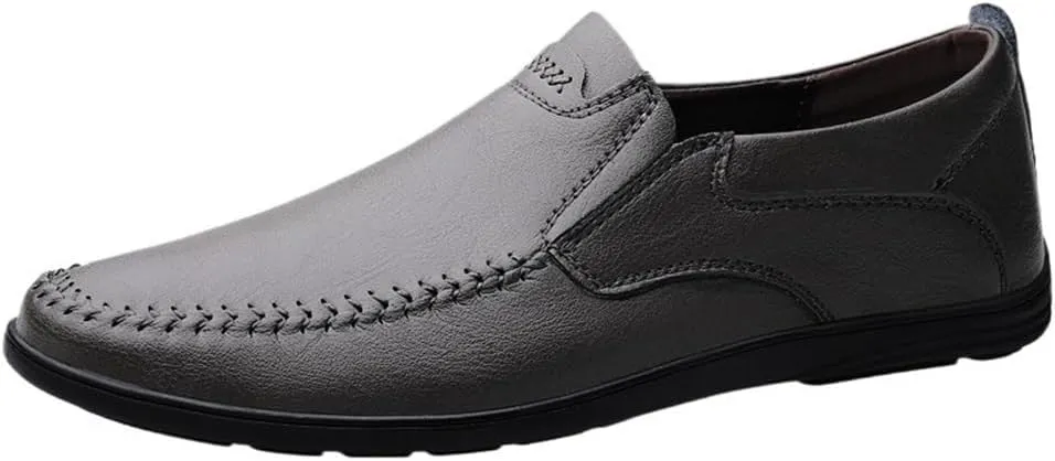 Mens Party Shoes Pu Leather Outdoor Round Toe Solid Color Slip Resistant Block Heel Anti-Slip Rubber Sole Party Slip On