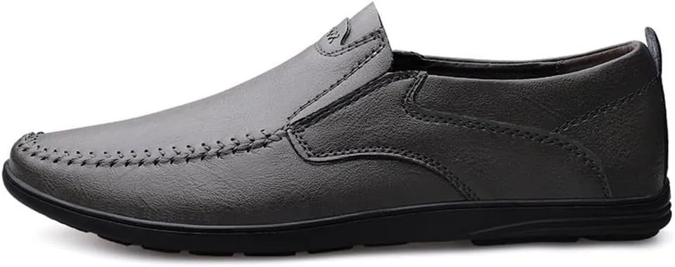 Mens Party Shoes Pu Leather Outdoor Round Toe Solid Color Slip Resistant Block Heel Anti-Slip Rubber Sole Party Slip On
