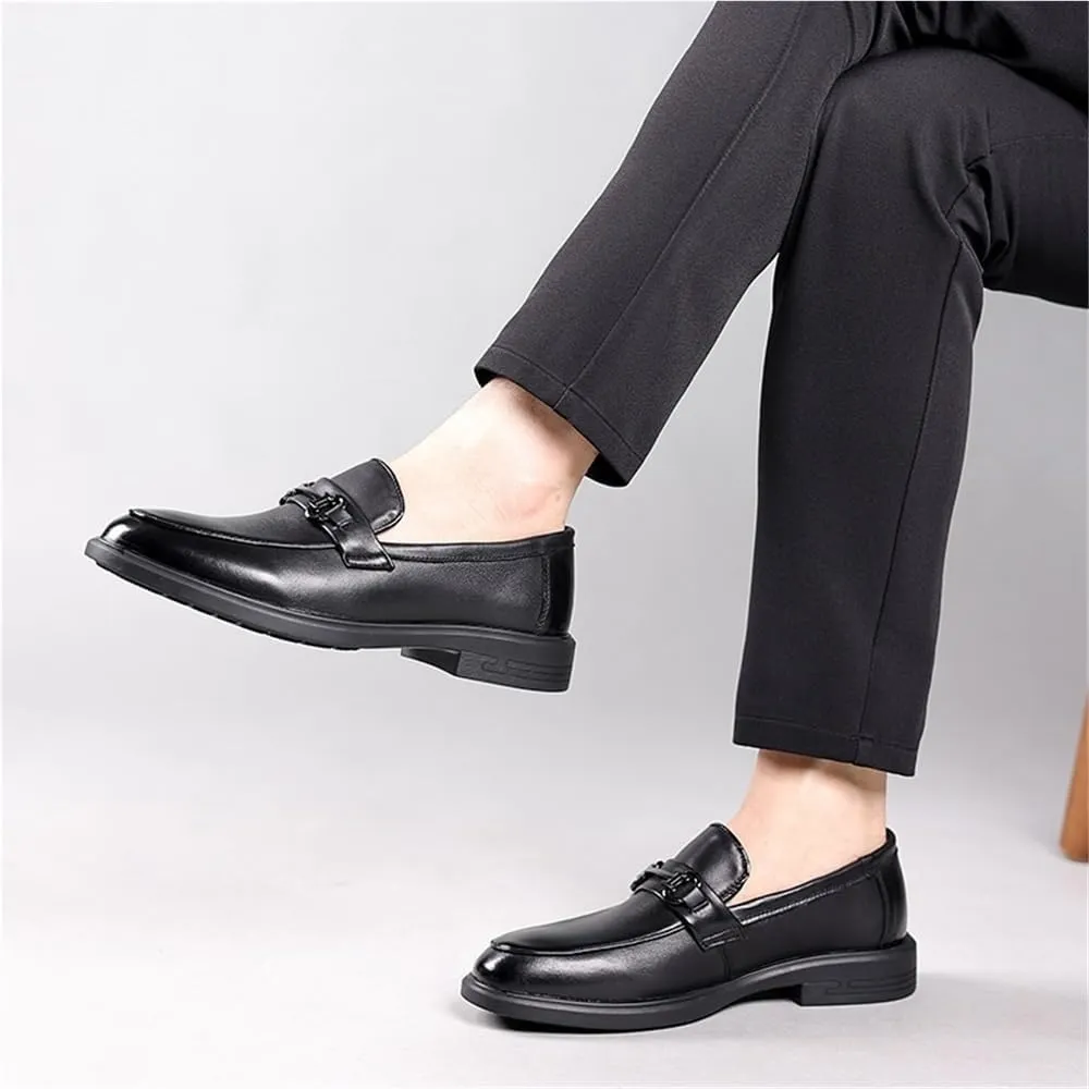 Mens Party Shoes Suede Vamp Business Solid Color Round Toe Non Slip Low Top Anti-Slip Prom Wedding Slip On