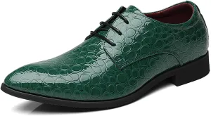 Men's Patent PU Leather Derby Dress Shoes Cap Toe Formal Shoes for Men Classic Men's Dress Shoes