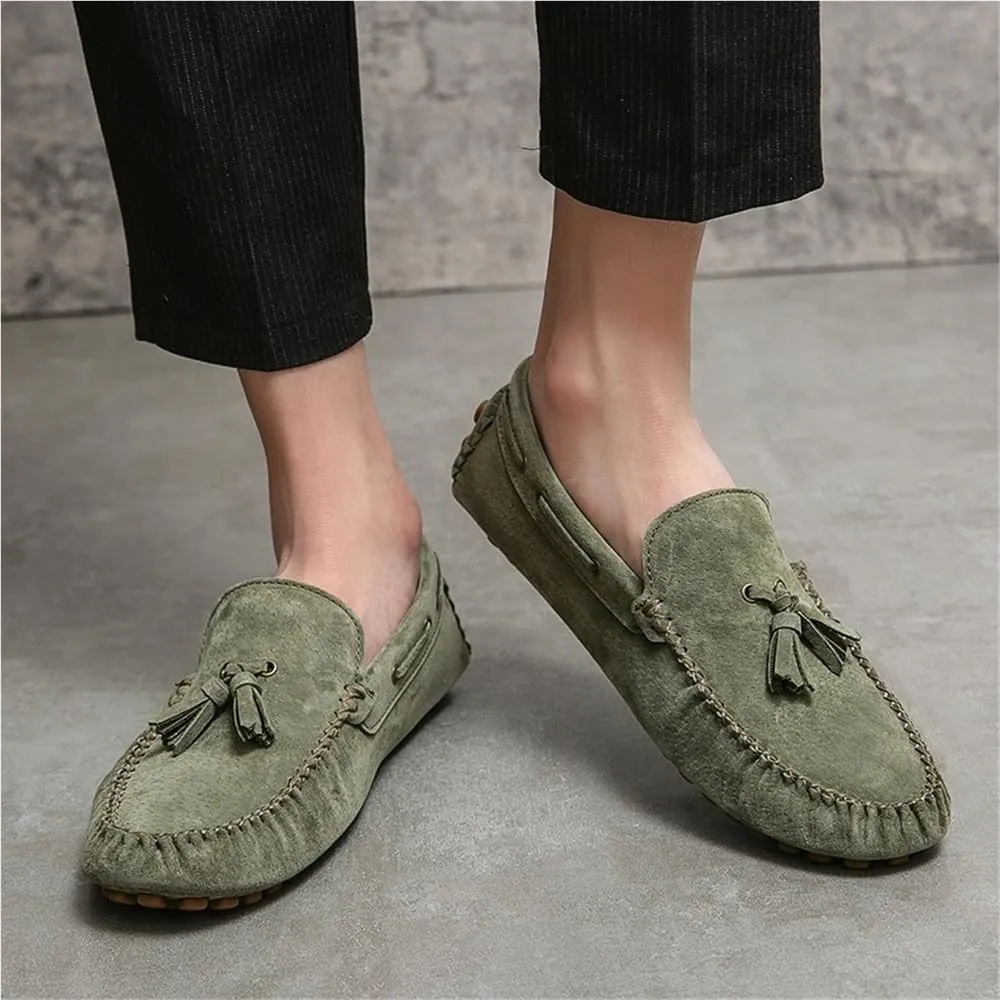 Men's Shoes Suede Vamp Uniform Driving Loafers Solid Color Round Toe Party Non Slip Block Heel Anti-Slip Slip Resistant Shoe