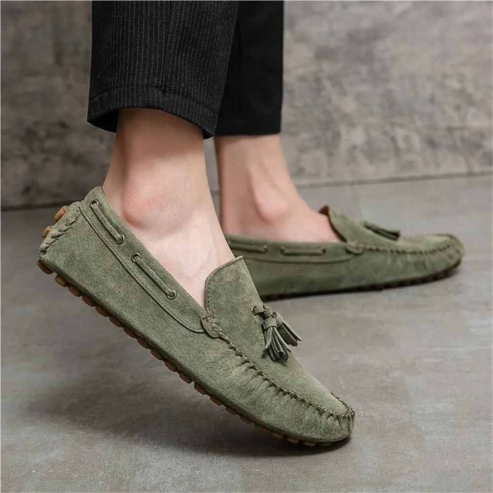 Men's Shoes Suede Vamp Uniform Driving Loafers Solid Color Round Toe Party Non Slip Block Heel Anti-Slip Slip Resistant Shoe