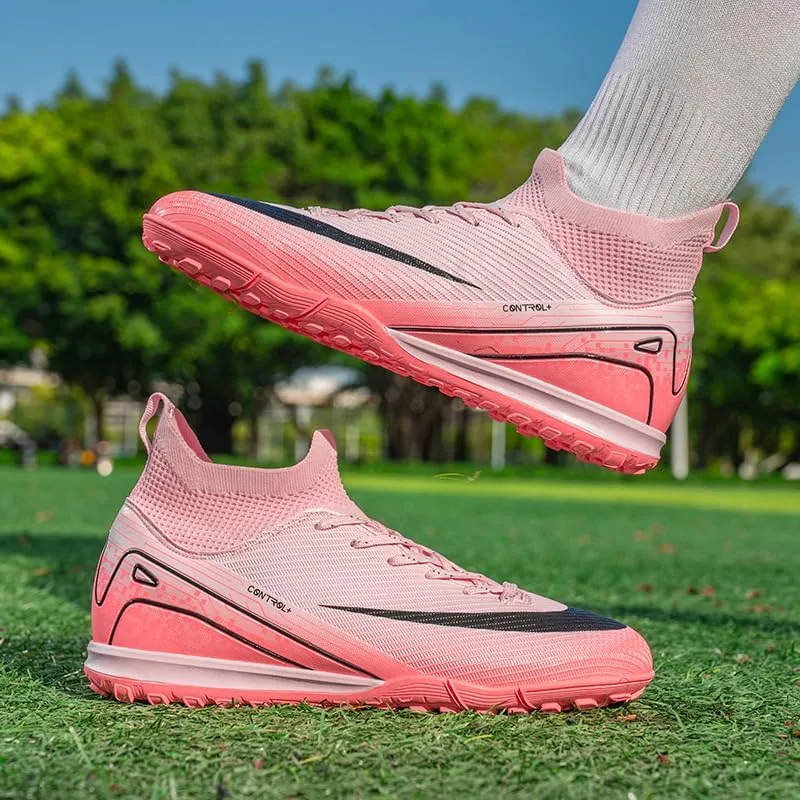 Men's Soccer Shoes High-Top Soccer Cleats Outdoor Indoor Breathable Athletic Professional Spikes Youth Boys Football Shoes Unisex