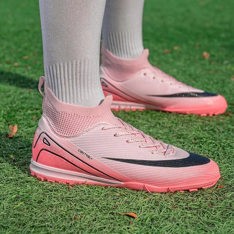 Men's Soccer Shoes High-Top Soccer Cleats Outdoor Indoor Breathable Athletic Professional Spikes Youth Boys Football Shoes Unisex