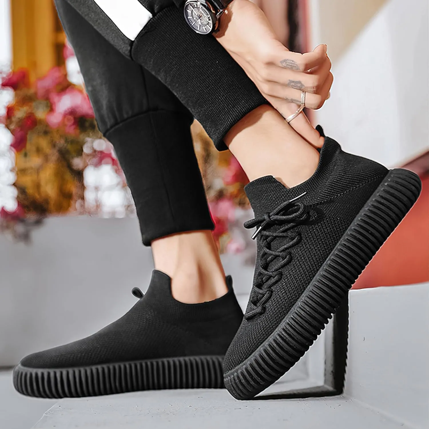 Men's Unique Side Lace-up Trainers Breathable Fashion Sports Shoes