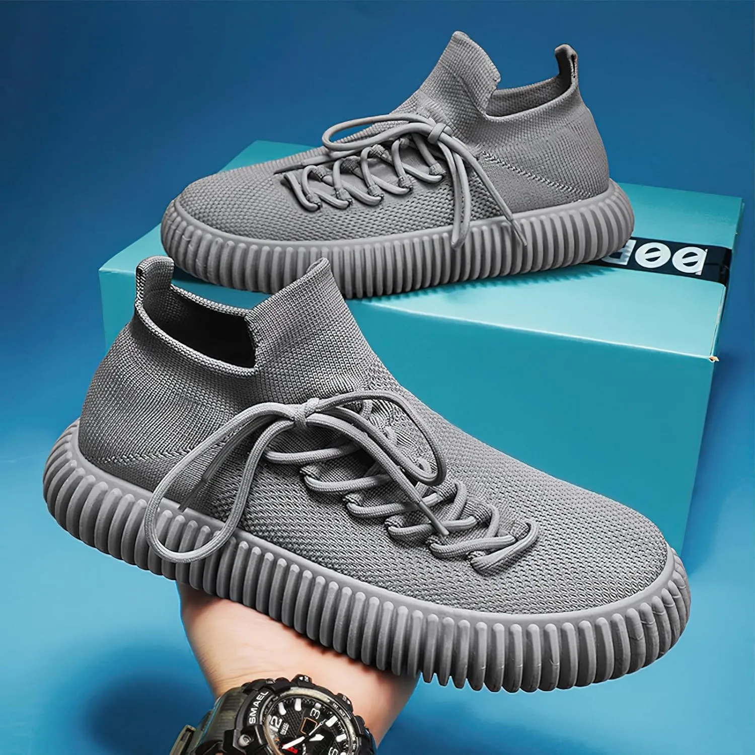 Men's Unique Side Lace-up Trainers Breathable Fashion Sports Shoes
