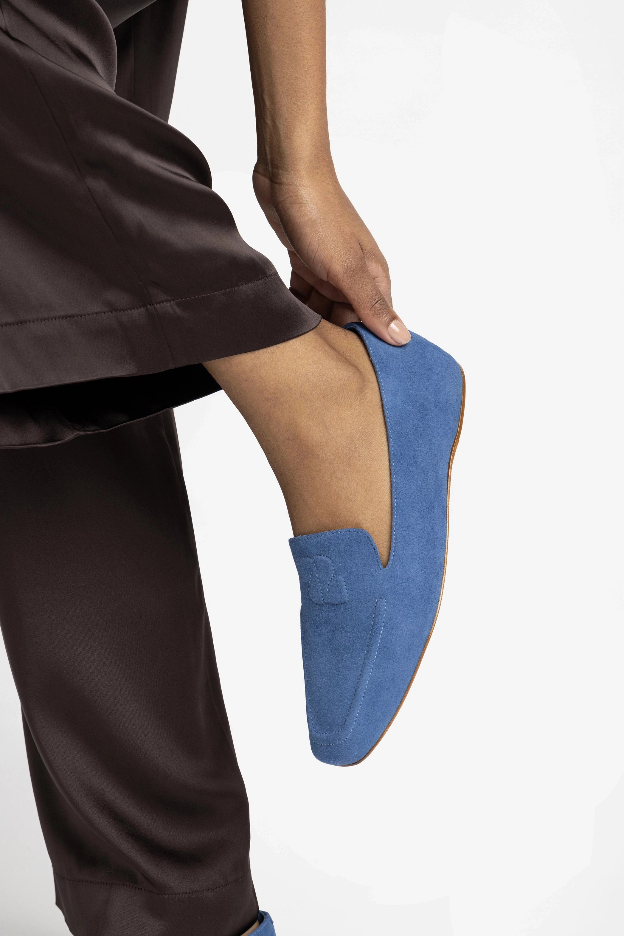 Drive Easy Indoor Wear Penny Loafer In Blue Stoned Suede