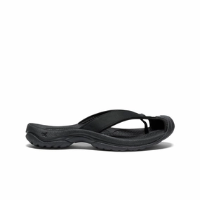 slip resistant texture Women's Waimea Leather Flip-Flop  |  Black/Black