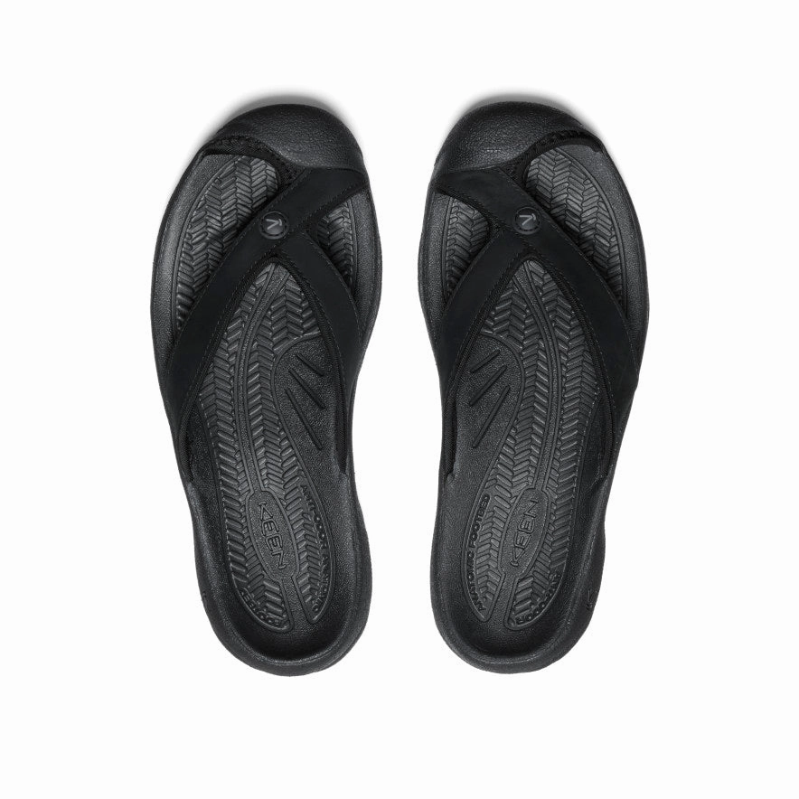 Light Footwear Women's Waimea Leather Flip-Flop  |  Black/Black
