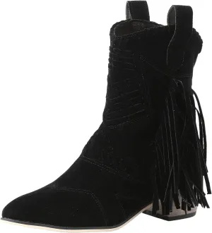 Mid Calf Boots for Women Ankle Boots Tassel Pointed Toe Chunky Heel Side Zipper Boots Casual Classic Mid Calf Boots