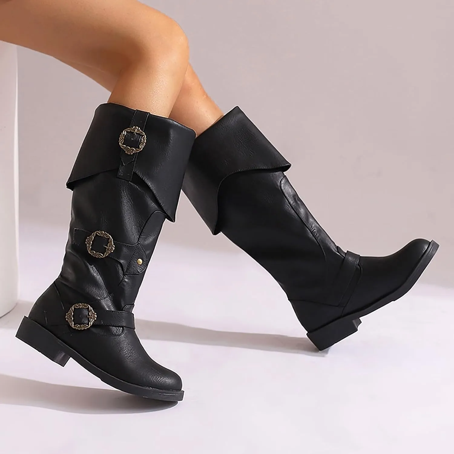 Mid Calf Boots for Women Cowboy Boots for Women Halloween Costume Comfy Boots Medieval Cosplay Boots For Women Boots