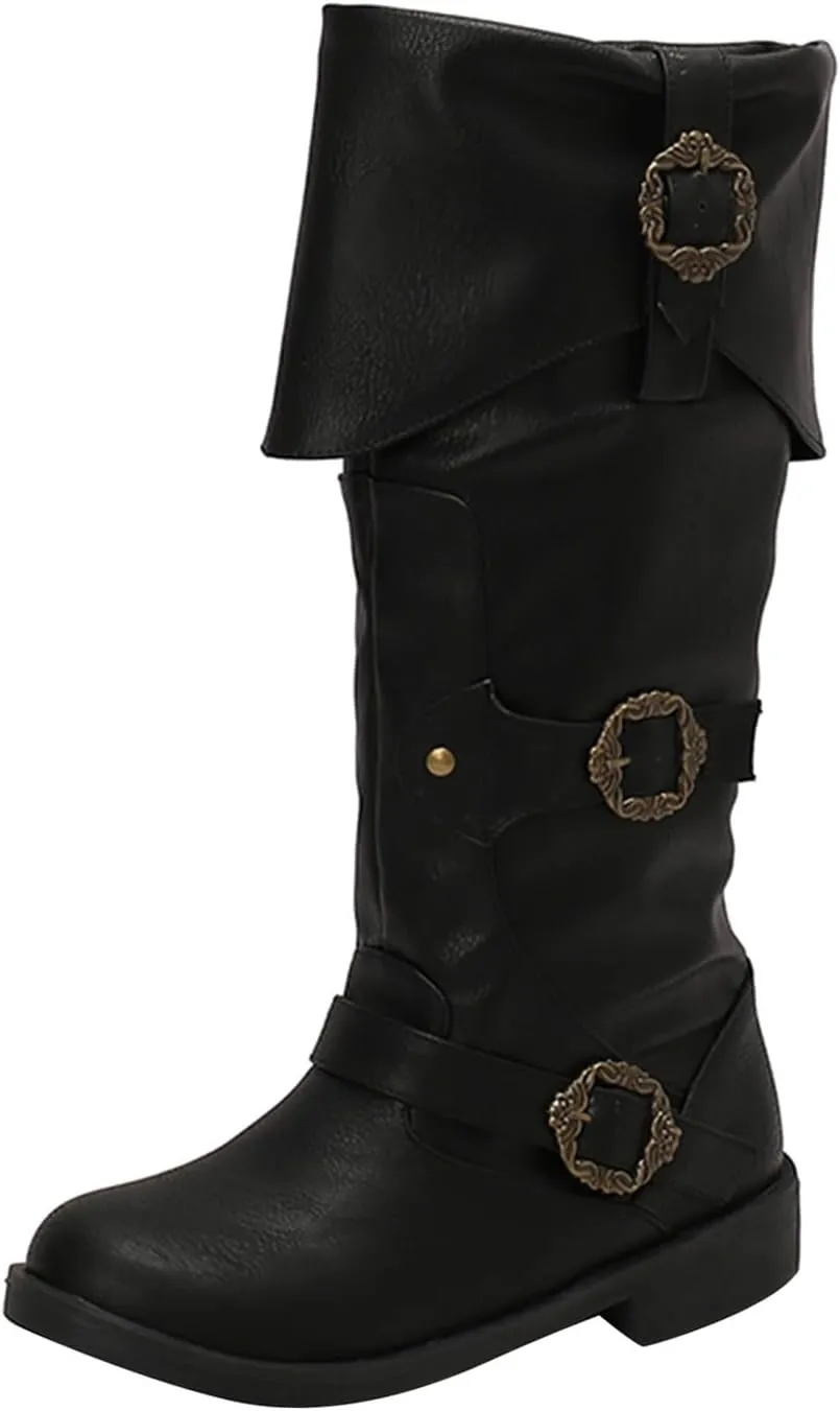 Mid Calf Boots for Women Cowboy Boots for Women Halloween Costume Comfy Boots Medieval Cosplay Boots For Women Boots