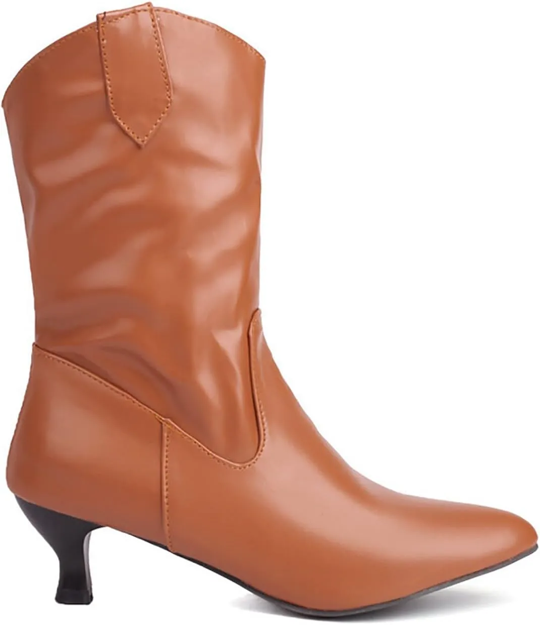 Mid Calf Boots for Women Party Stylish Casual Zip Pointed Toe Kitten Low Heel Knee High Boots 2 Inch