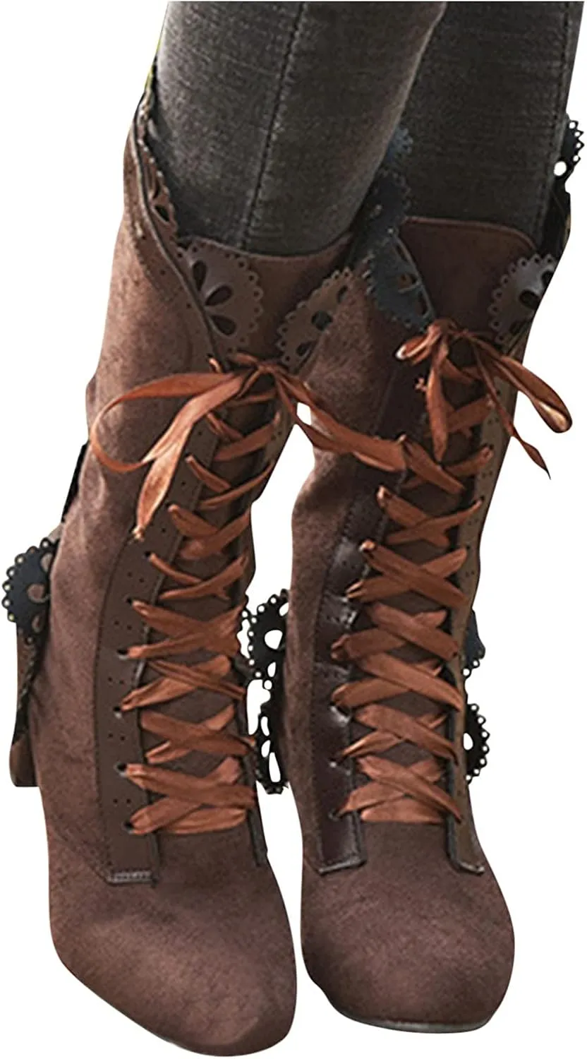 Mid Calf Boots Women Chunky Heel Boots for Women Women's Boots Autumn Winter Fashion Stone Pattern Short Boots