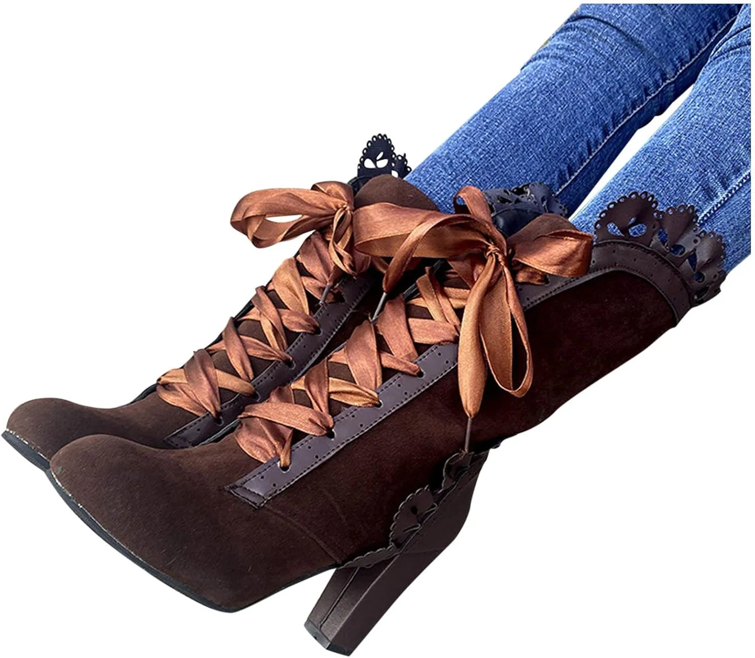Mid Calf Boots Women Chunky Heel Boots for Women Women's Boots Autumn Winter Fashion Stone Pattern Short Boots