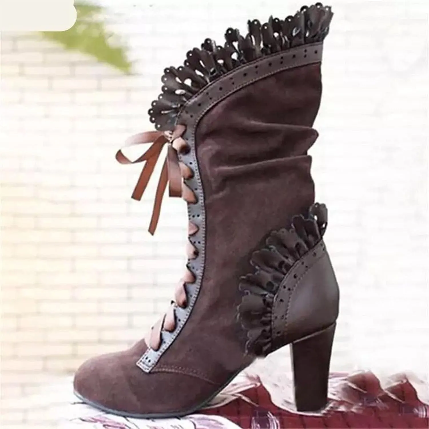 Mid Calf Boots Women Chunky Heel Boots for Women Women's Boots Autumn Winter Fashion Stone Pattern Short Boots