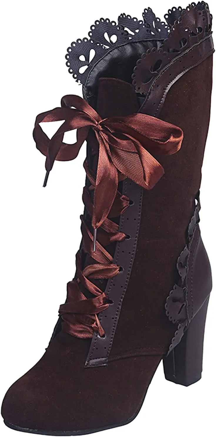 Mid Calf Boots Women Chunky Heel Boots for Women Women's Boots Autumn Winter Fashion Stone Pattern Short Boots