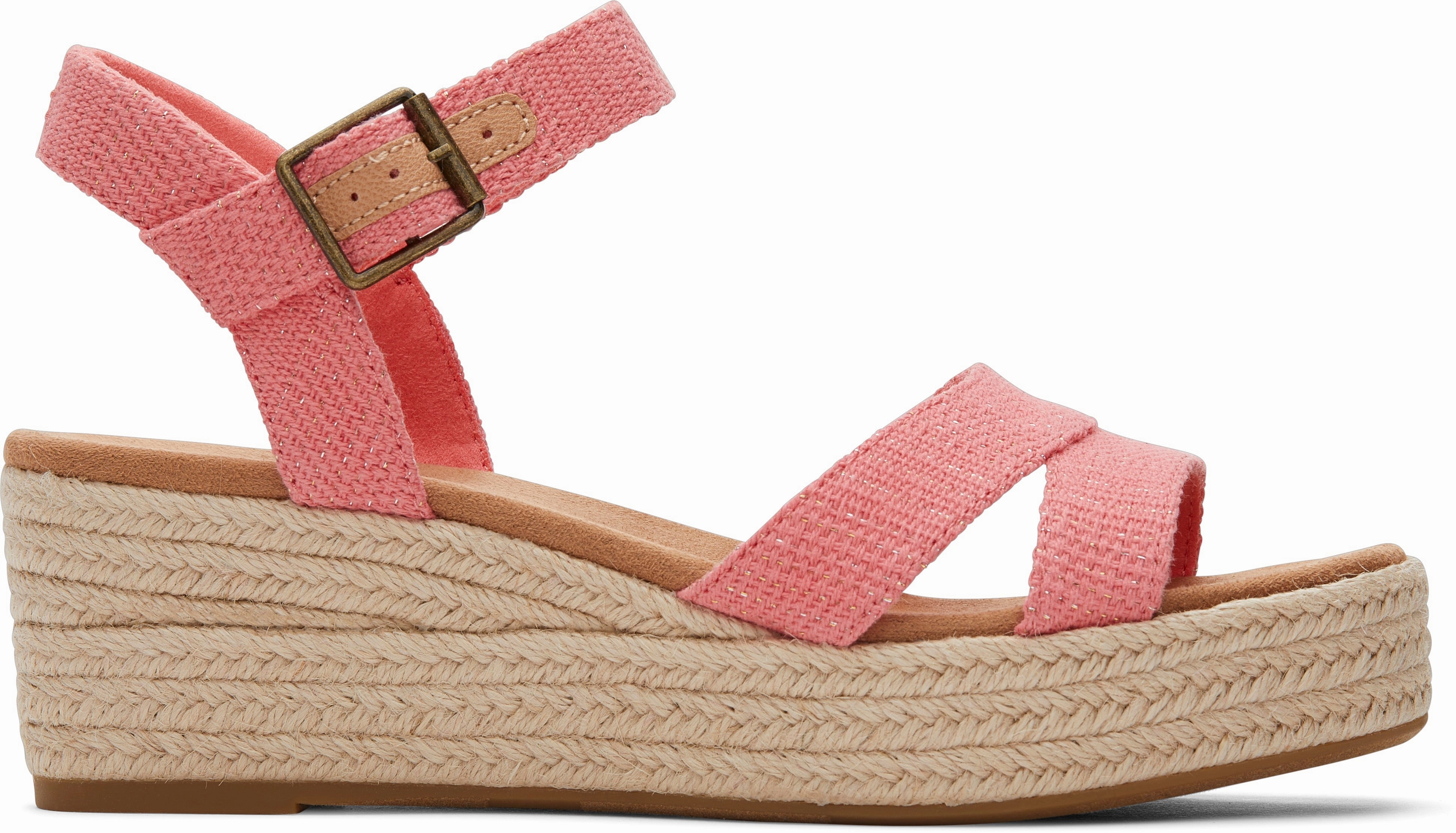 City Pace quick dry Audrey Espadrille Sandal - Shell Pink Metallic Linen Stripe