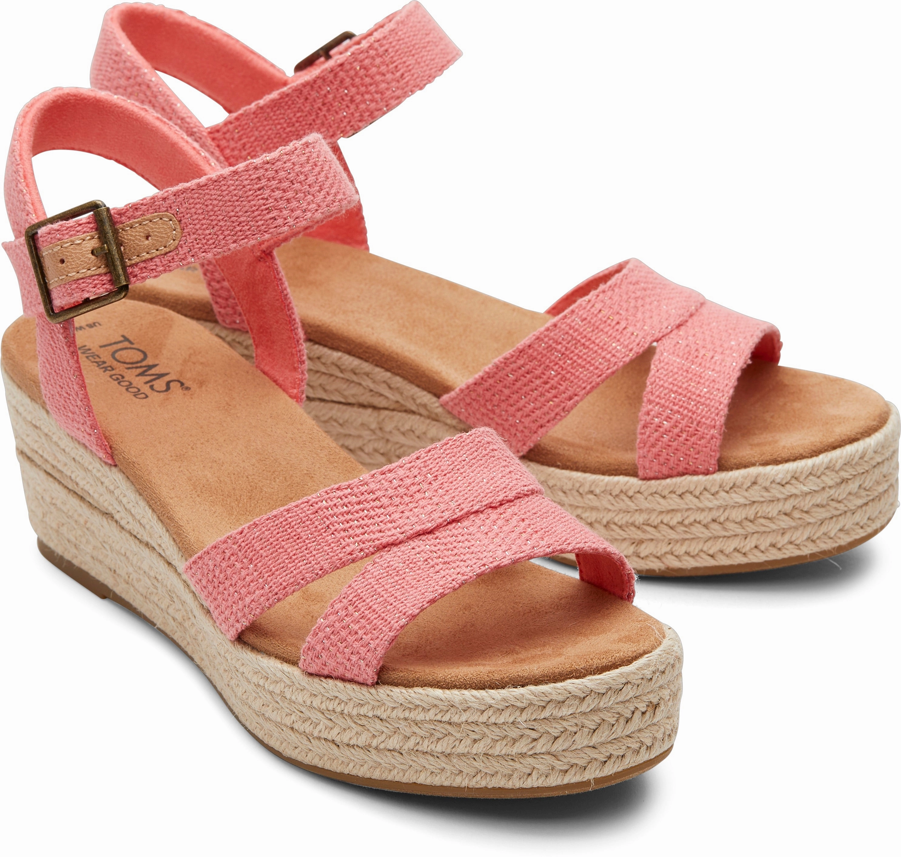 Shine Bright Audrey Espadrille Sandal - Shell Pink Metallic Linen Stripe