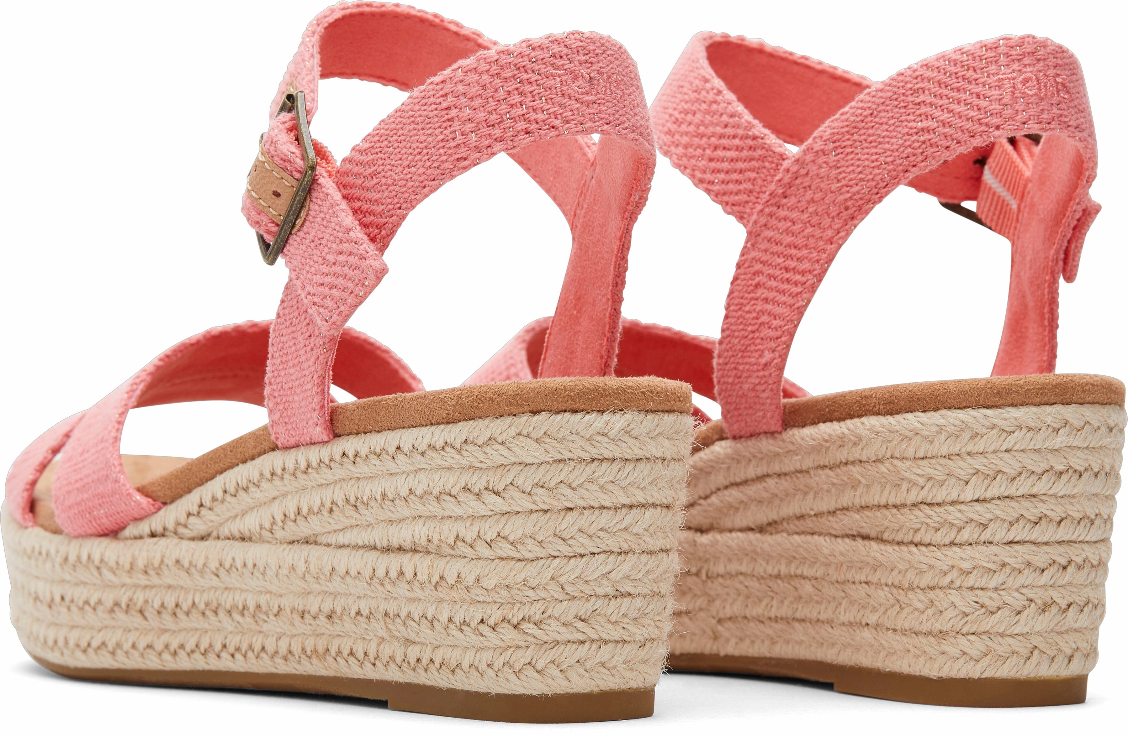 Thermoplastic Frame Storm Proof Audrey Espadrille Sandal - Shell Pink Metallic Linen Stripe