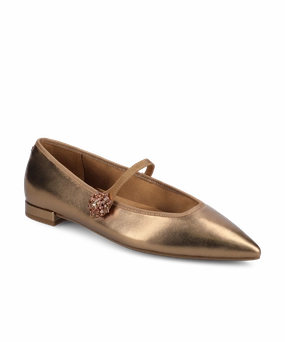 The Goldfinch 15 Mary Jane - Vintage Gold Metal Leather Feather Light Cold Weather Ergonomic Heel Cup