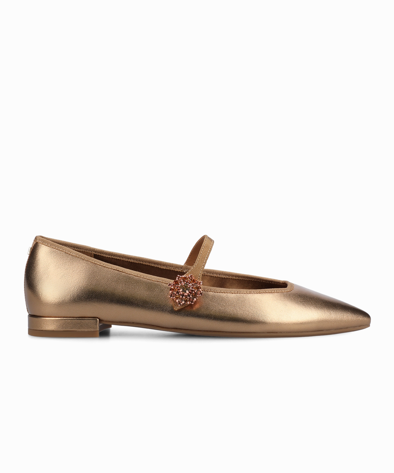 The Goldfinch 15 Mary Jane - Vintage Gold Metal Leather Seamless Interior Feather Light Modern Commuters