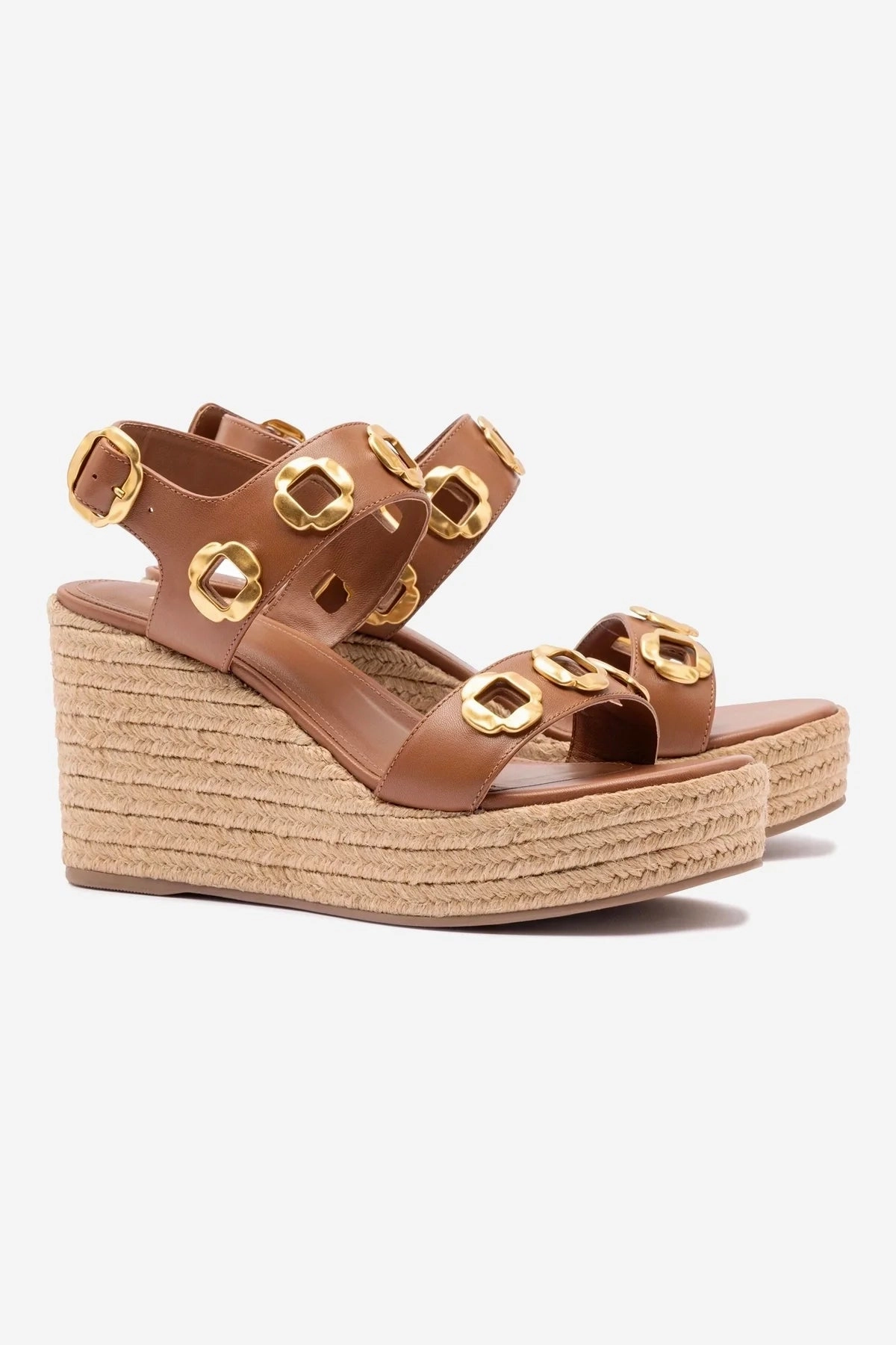 packable Milan Espadrille In Caramel Leather Odor Control Agents